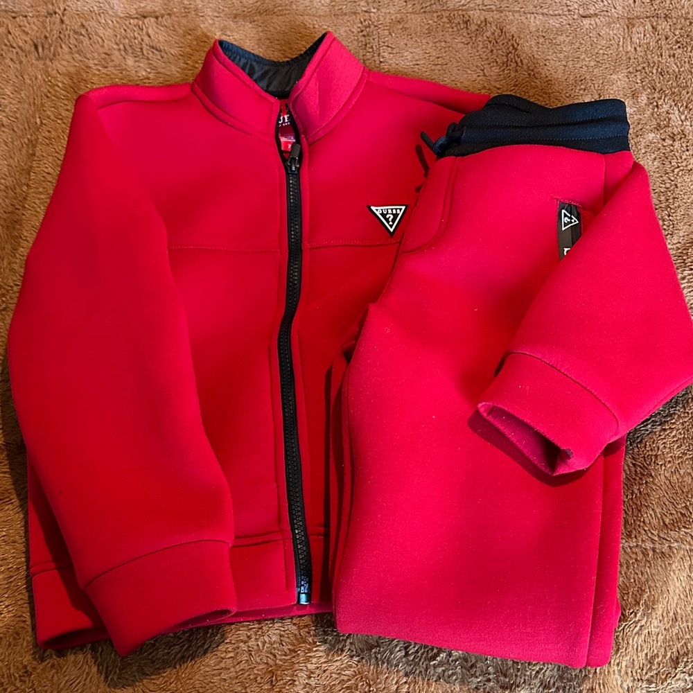 Guess Vibrant Red Jacket and Pants Ensemble